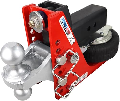 Shocker HD 20K - Enganche receptor de aire con soporte de bola doble, bolas de 2 y 2 516 pulgadas, 20,000 libras, se adapta a Ford SuperDuty F250