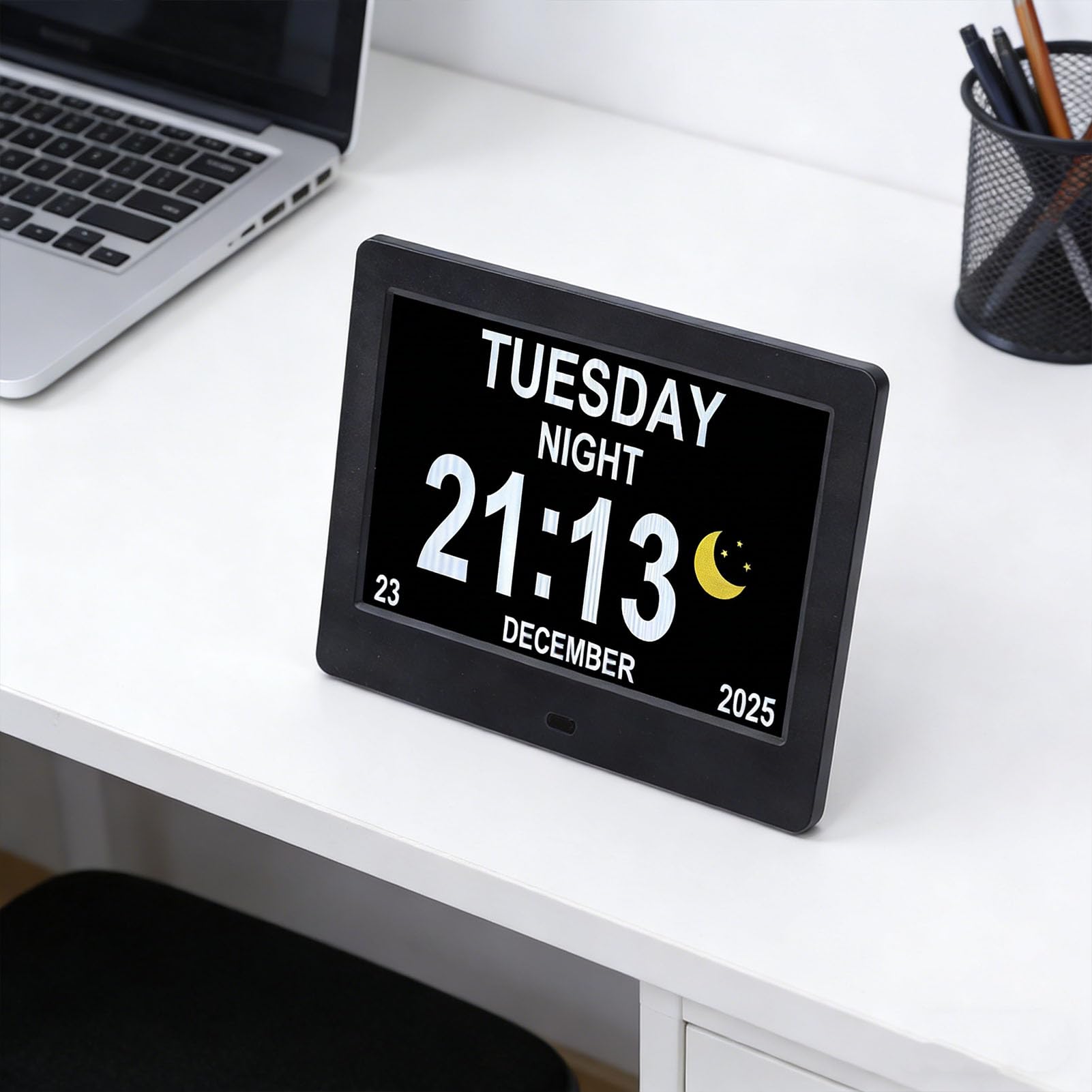 Orologio Calendario Digitale con Display Trasparente da 7" con Impostazioni di Allarme per Anziani e Studenti in