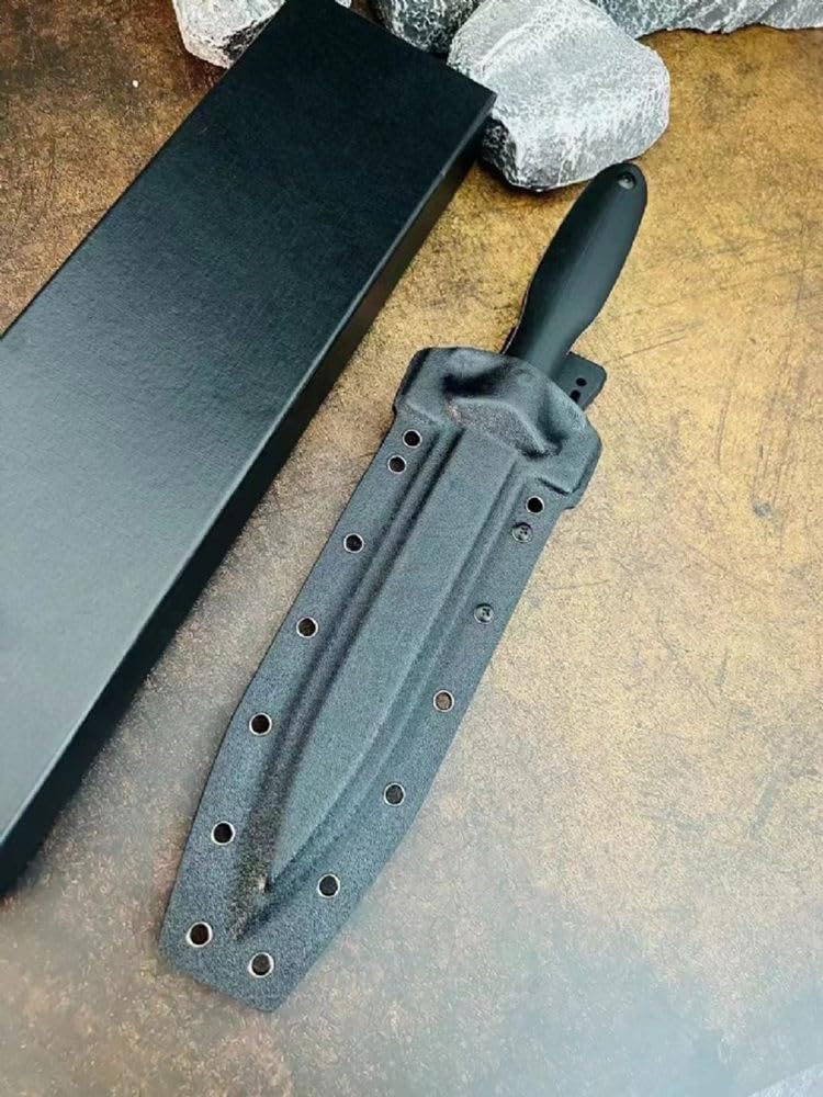 Generisch TEERMA BE9 - Großes Jagdmesser aus D2-Stahl - Feststehendes mit Scheide - Zweischneidiges Schwert mit G10-Griff - Full Tang Survival Messer für Outdoor Aktivitäten
