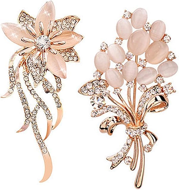 CAREOR Floral Brooch Fancy Vintage Style Brooch Pin Created Crystal Brooch for Women, Girls, Ladies with Blue and Purple Color Created Crystal