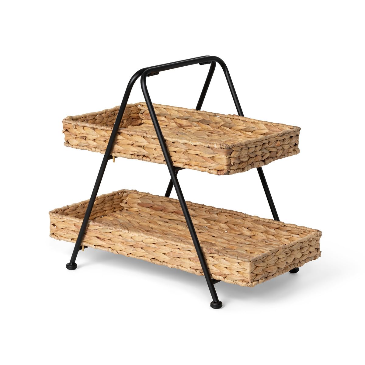 Park Hill Collection 2-Tiered Water Hyacinth Server with Natural Tan EAW20619