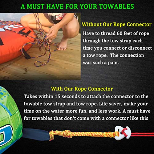 Botepon 2Pcs Boat Tube Towable Rope Quick Connector, Water Towable Tubes Rope Connector for Tubing, Skiing, Wake Boarding with Seadoo, Jet ski, Waverunner