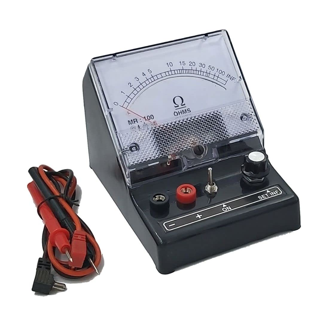 Analog Shunt type Ohms Meter 100 Ohms (Black) with Testing leads
