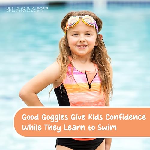 Miniatura 4 de GlamBaby Gafas de natación para niños, 100% protección UVAUVB, máxima protección para niños mientras están en el agua, elegantes, duraderas