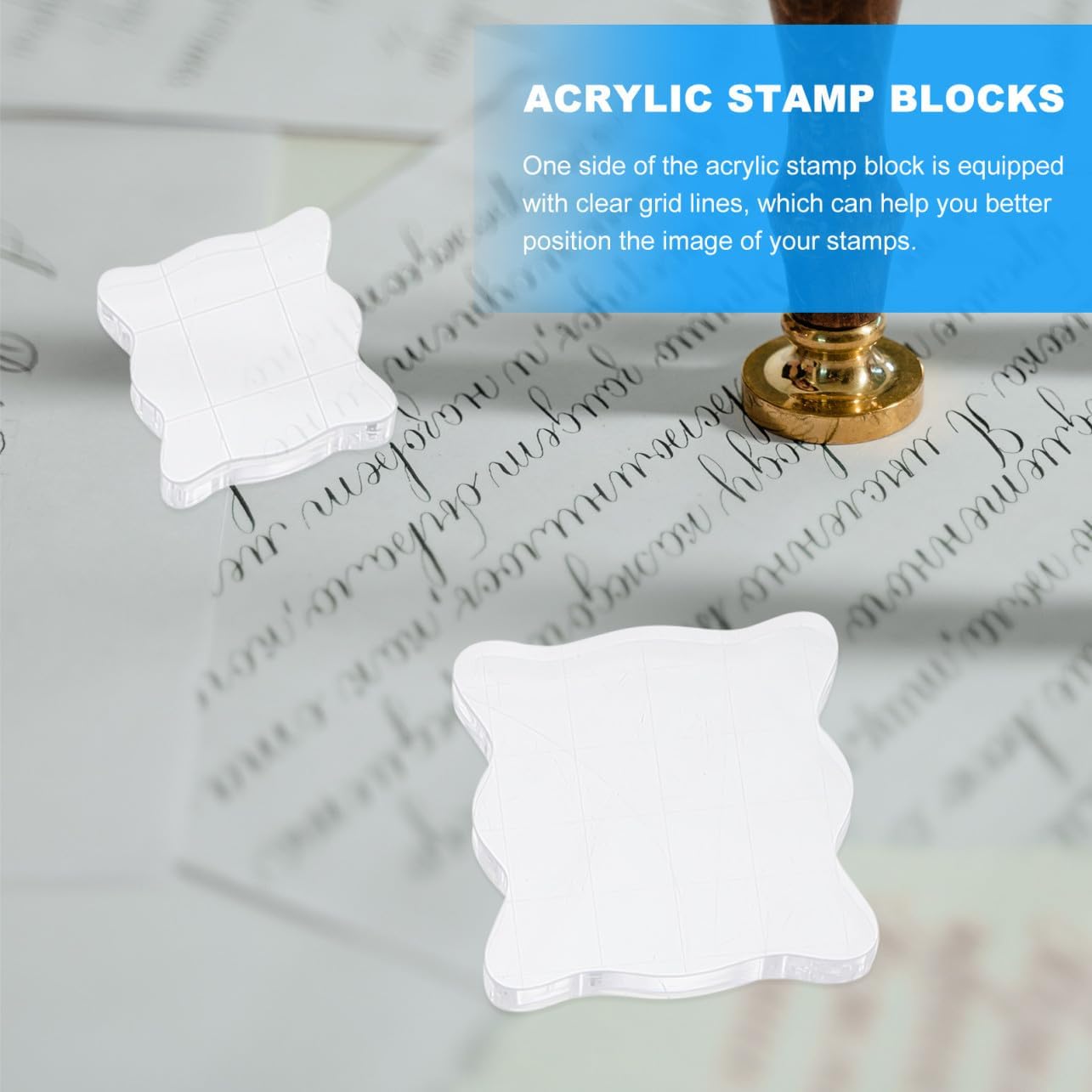 GALPADA 5Pcs Acrylic Stamp Blocks DIY Scrapbooking Seal Handles 5X5Cm to 10X16Cm for Crafting and Handmade Stamp Accessories