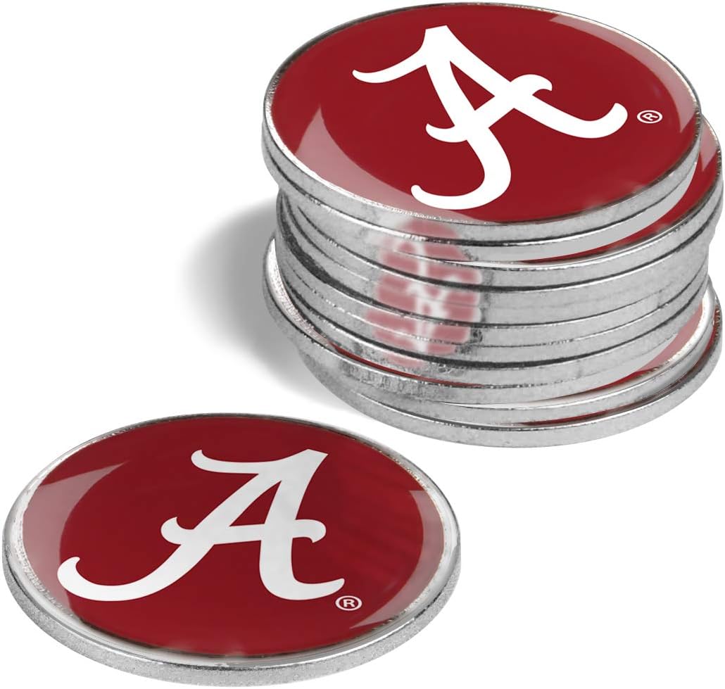 LinksWalker NCAA Metal Golf Ball Markers - 12 Pack Team Logo