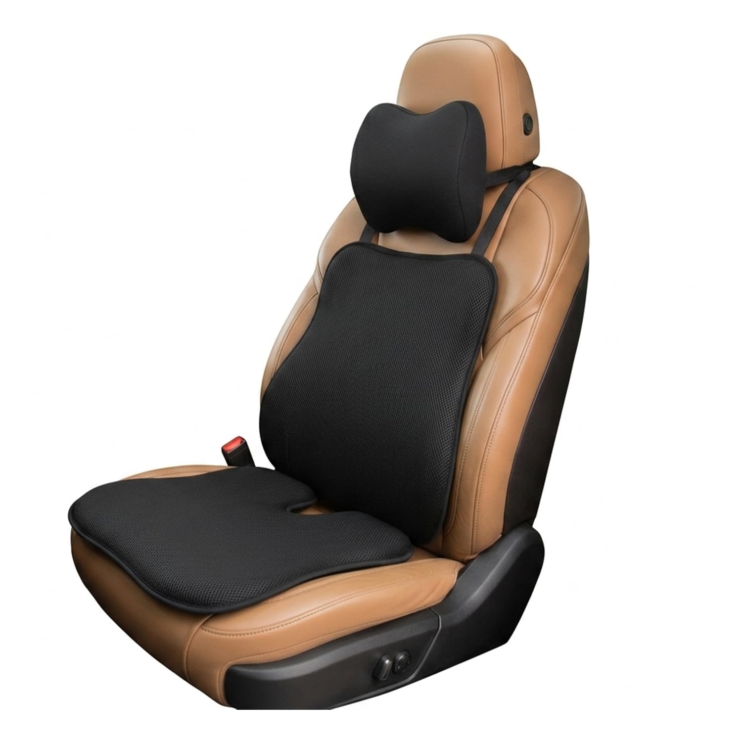 Amazon Basics Car Comfort Combo, Neck Rest, Backrest & Wedge Seat Cushion Combo of 3, Ergonomic Neck, Back & Seating Support, Driving & Daily Commutes, Posture Correction, Universal Fit - Black-image-28