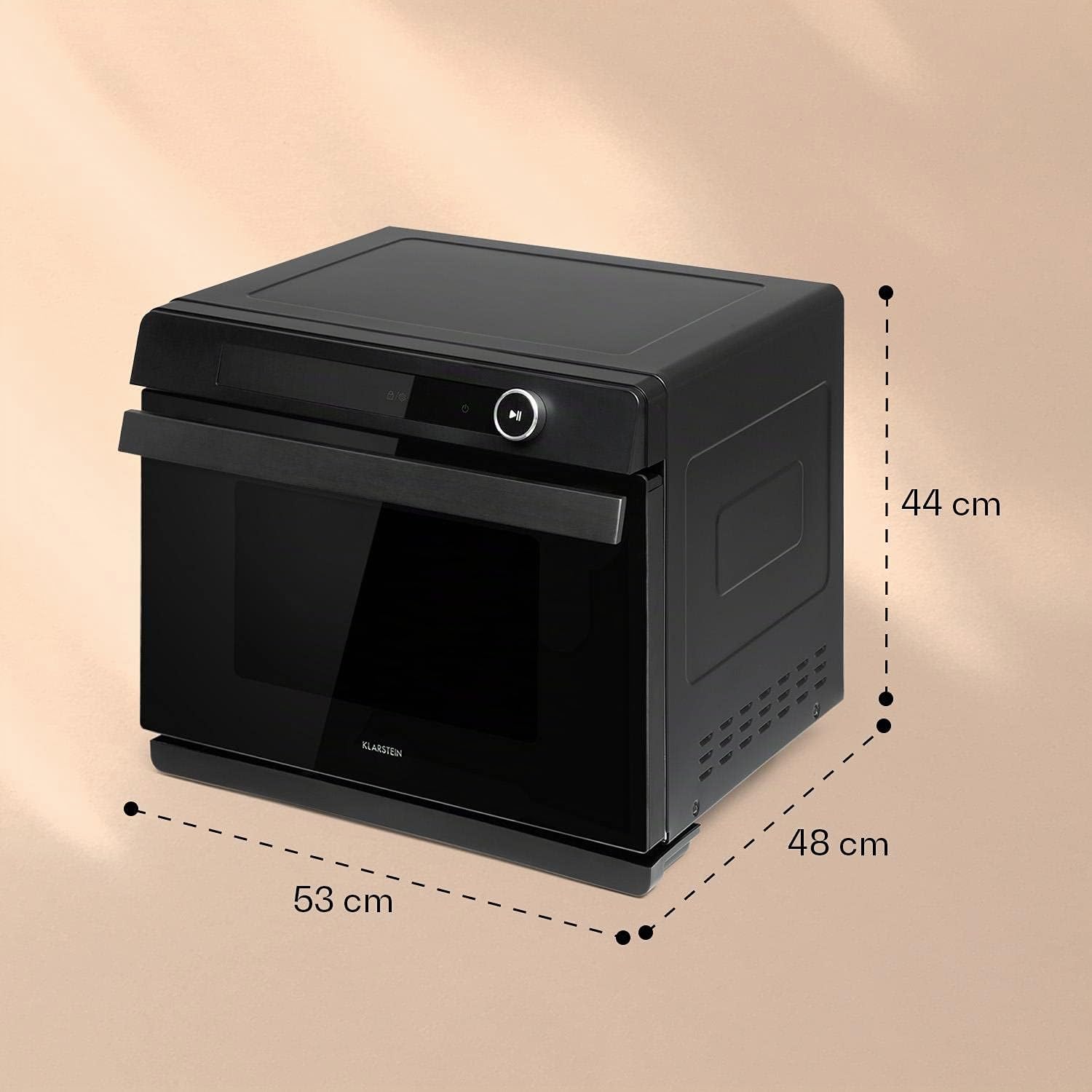 KLARSTEIN VaporChef - Four vapeur encastrable, four posable, cuiseur vapeur sur pied, 230 ° C, réservoir d'eau 1,5 L, molette de commande, CEE A, grill, friture à air, 31 L - Noir