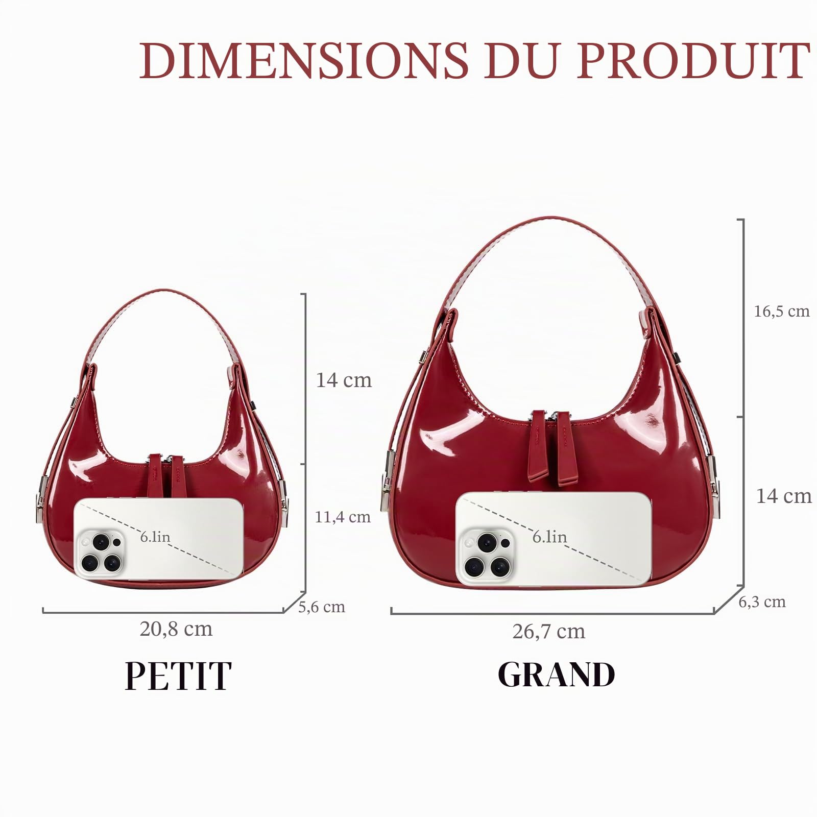 Prpeko Mini sac à bandoulière rétro Y2k années 90 Hobo Sac à main sous les bras Sac à main tendance pour femme