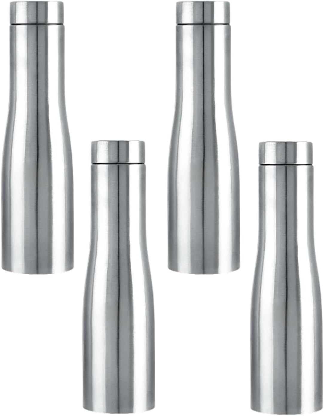 Steel Water Bottle Stainless Steel Water Bottle for Fridge Ideal Water Bottle for Kids and Office Perfect for Home Use 1 Lt Mat Finish Pack of 4, Silver