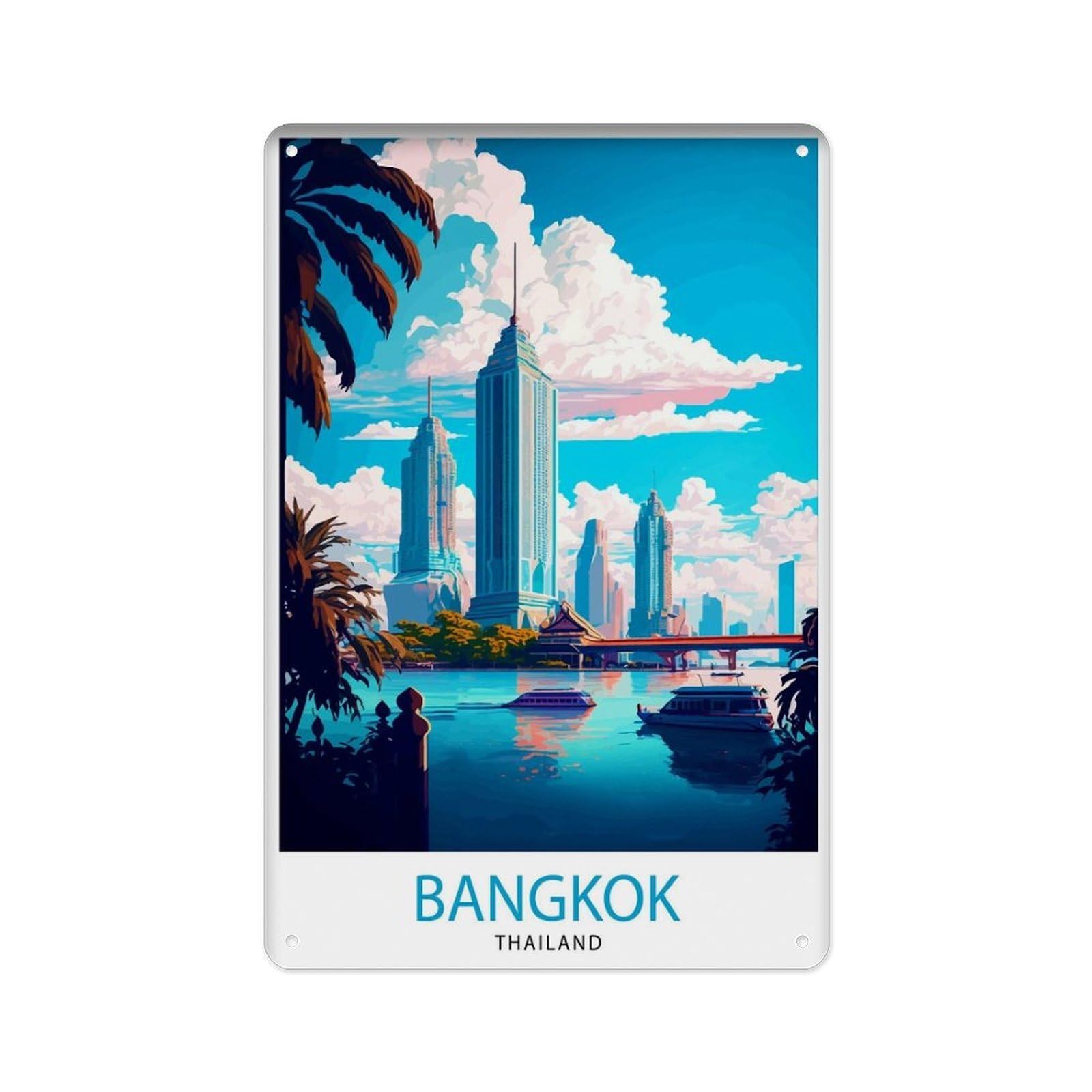 peiyeety Metal Tin Sign Bangkok, Thailand Travel Poster Bangkok Wall Decor Bangkok Interior Decoration Bangkok Travel Poster Bangkok, Thailand Gift (2) 8 X 12 Inch
