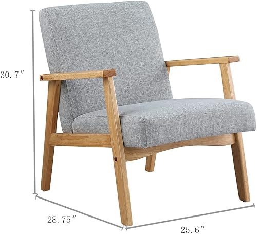 Miniatura 2 de Morden Fort Servicio de 2 años Silla decorativa de mediados de siglo, silla de lectura con cojín grueso de tela con marco de madera maciza, silla