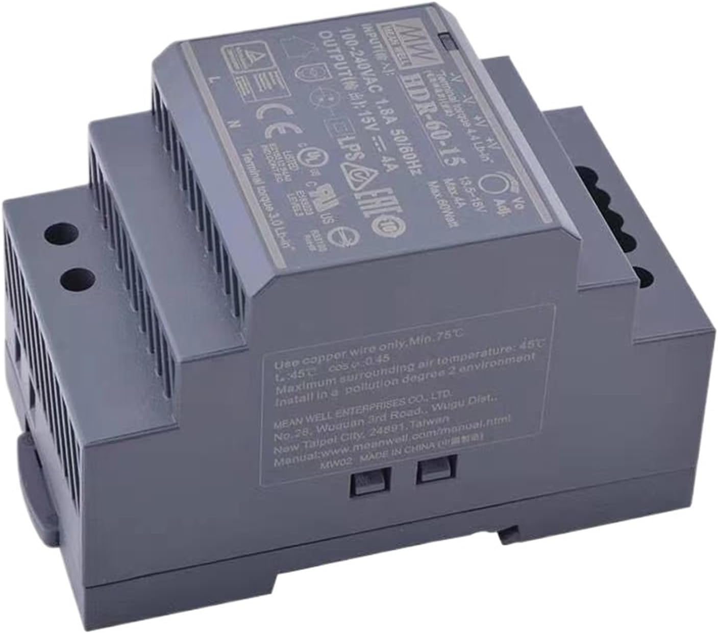 1PCS HDR-60-15 15V 4A 60W Ultra Slim Step Shape DIN Rail Single Output Industrial Power Supply Authentic