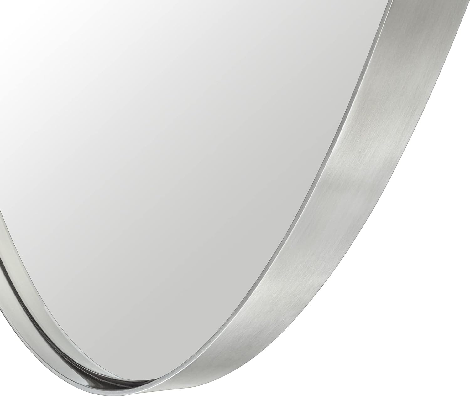 Brushed Nickel Oval Recessed Bathroom Medicine Cabinet with Mirror Stainless Steel Metal Framed Oblong Pill Shaped Bathroom Cabinet with Mirror 16x33''