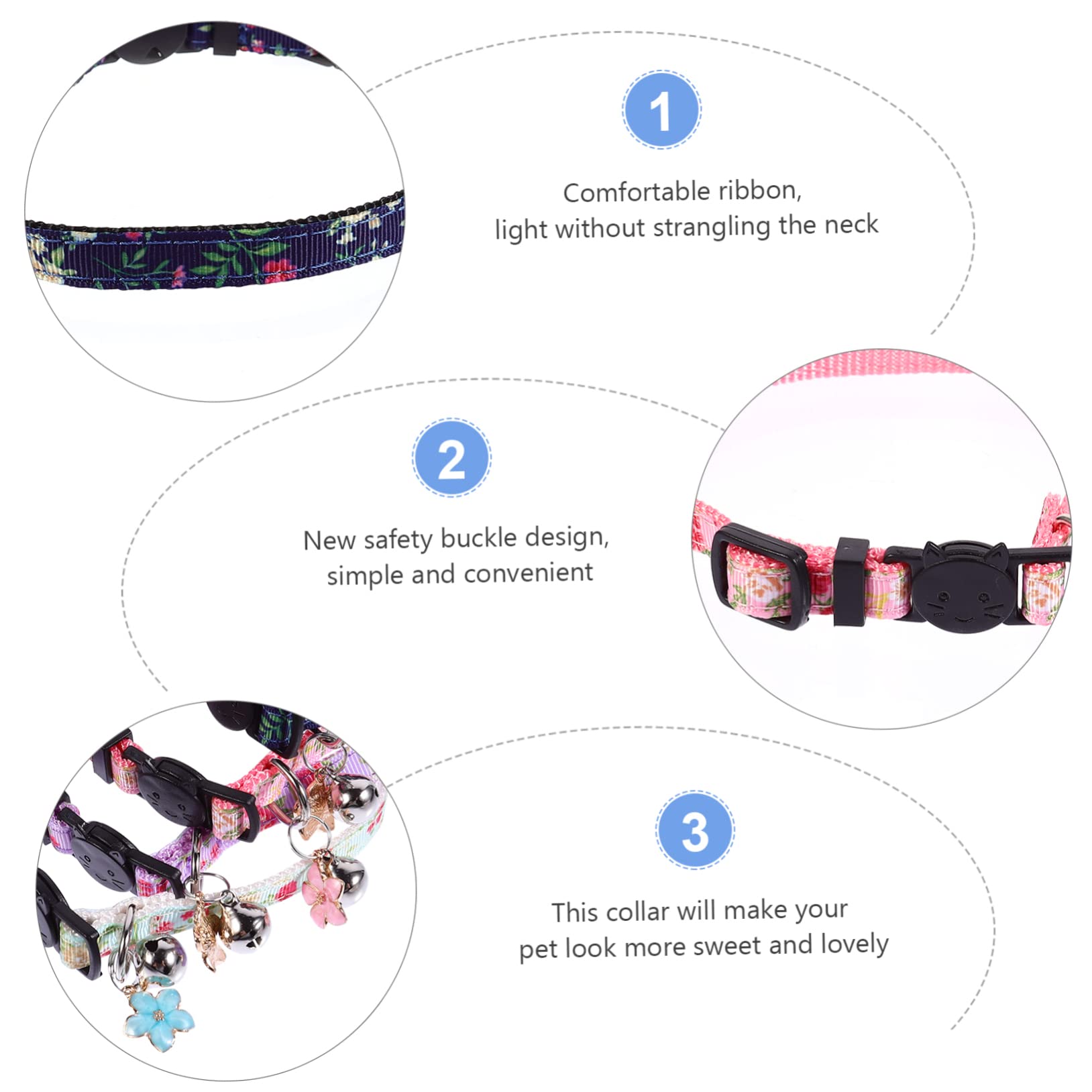 BESPORTBLE 12piezas Collar Floral para Gatos De Diseño De Flores Collar De Seguridad y Accesorio para Mascotas Marino