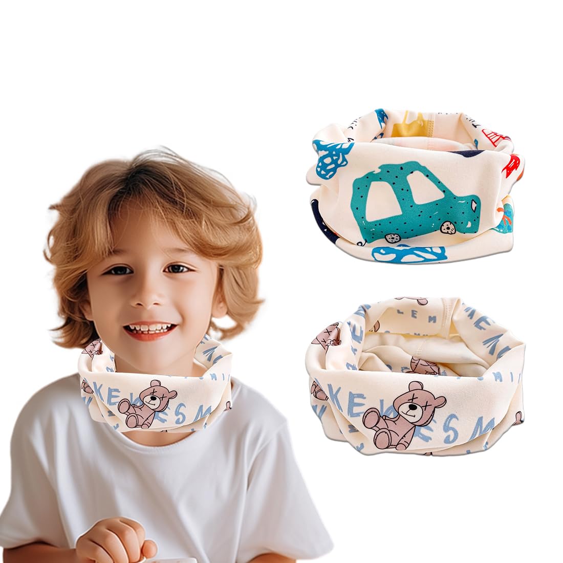 2 Scaldacollo Bambino In Cotone - Sciarpa Tubolare Multiuso Per Bambini 0-12 Anni