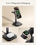 ESR for 3 in 1 Wireless Charging Station, Certified Apple Watch Charger, 15W MagSafe Charger Stand for iPhone, Wireless Charger for Multiple Devices iPhone 17e/17/16/15/14/13, Watch, AirPods, Black