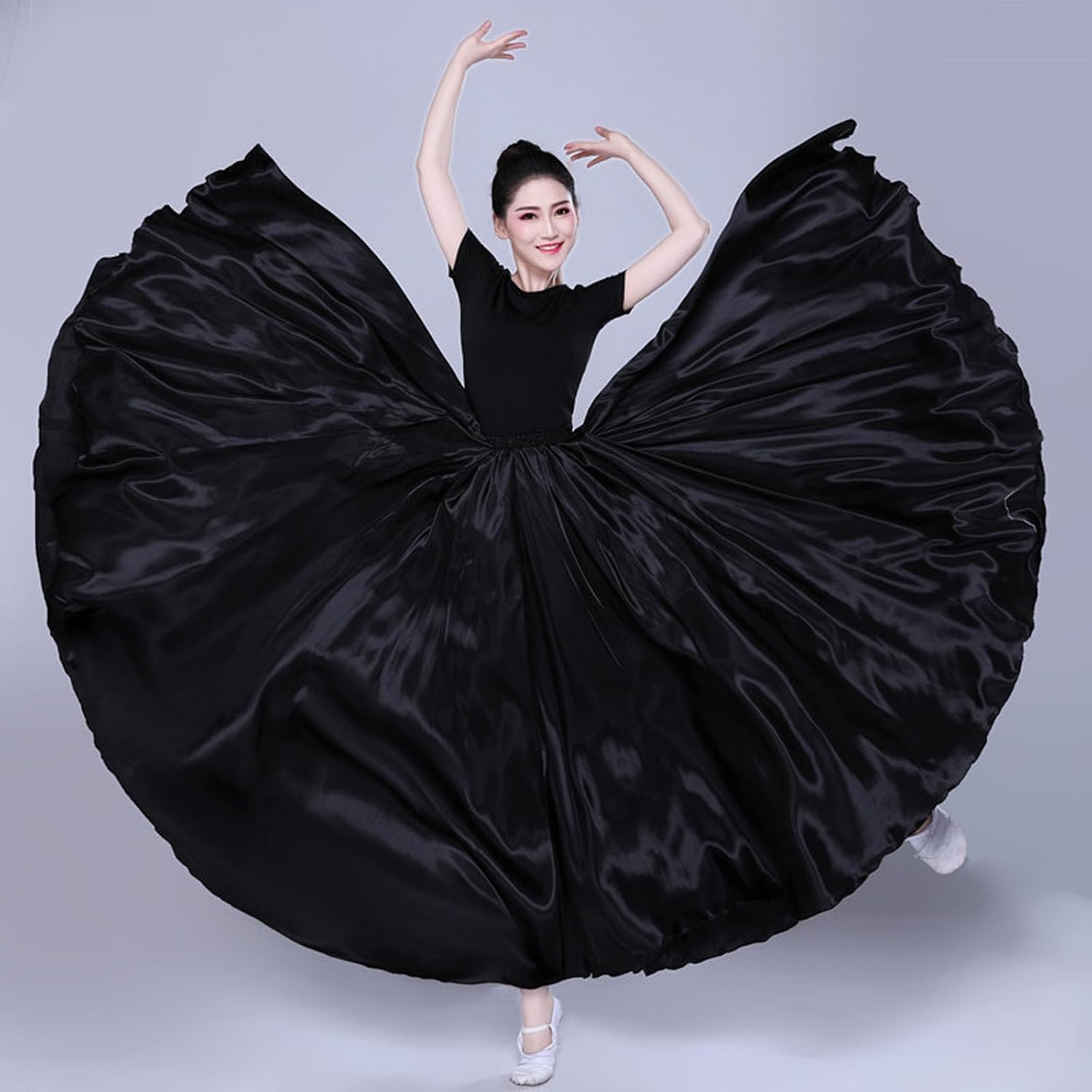 Women Satin Full Circle Ankle Length Swing Long Skirt Belly Dance Costume for Stage Performance - Image 5