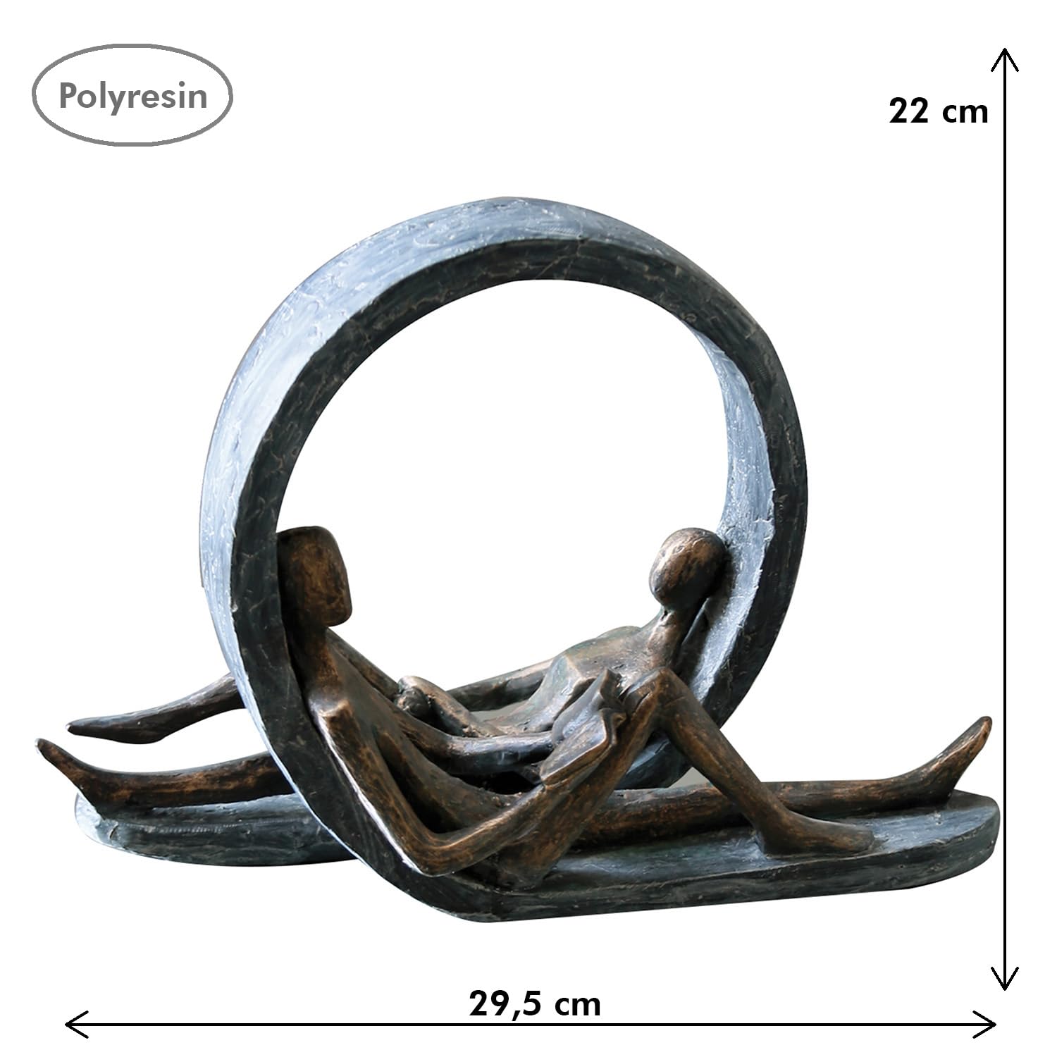 Casablanca Skulptur Auszeit, Deko Figur Bronze, Grau, Kunstharz Statue Wohnzimmer, Büro Dekoration H. 22 cm x B. 31 cm - Moderne Paarfigur Couple, Liebe Hochzeit