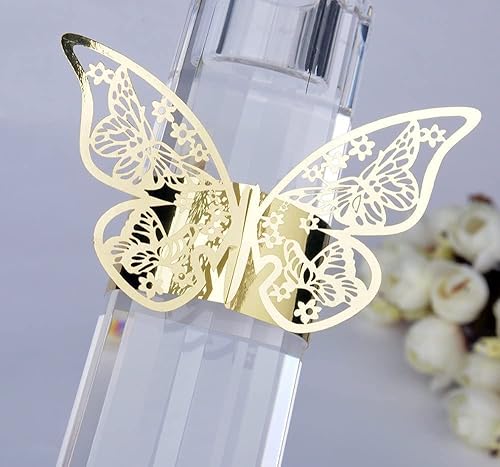 Miniatura 8 de 100 servilleteros cortados con láser con forma de mariposa para servilletas de papel de aluminio para bodas, fiestas, servilletas, decoración de