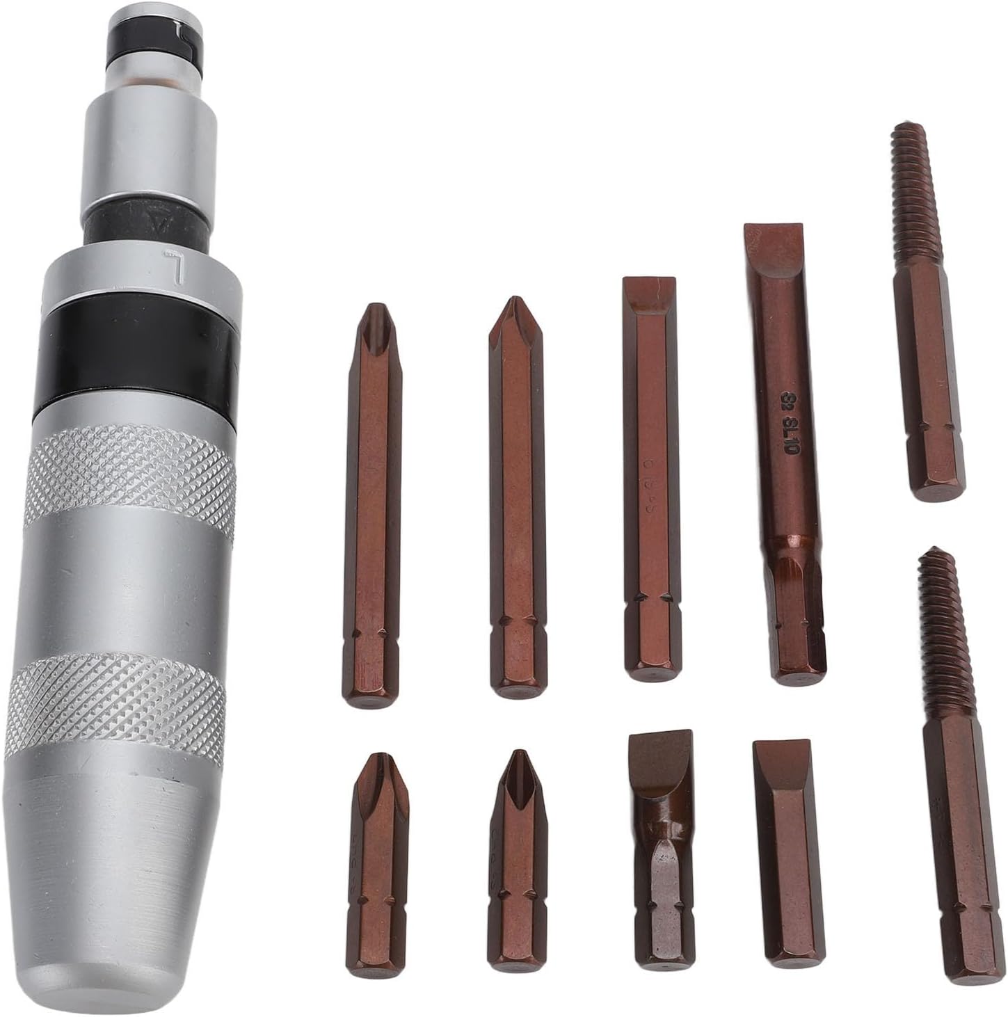 12-Piece Manual Impact Screwdriver Set with Alloy Steel Bits, Screw Extractor Handle and Storage Box for Home Repairs