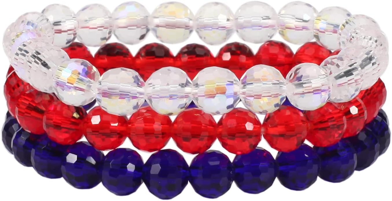 American Flag Bracelet Set - Stretch Bead Bracelet For Men & Women, Patriotic Gift - View #10