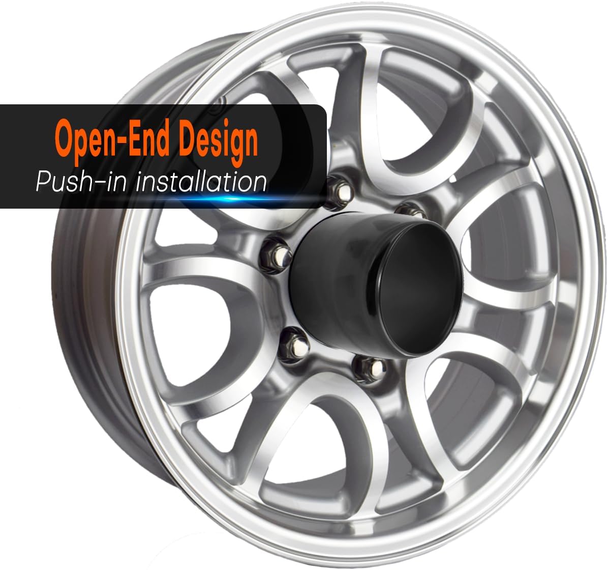 4Pcs 4.25inch Wheel Center Caps Fit 4.25" Center Bore Truck Trailer RV SUV Wheels Rims, Carbon Steel Matt Black Open-end Push Through Hub Covers