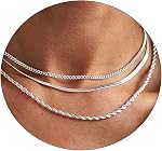 Colliers en couches pour les femmes Colliers argentés à crosse de serpents Délicate Colliers stratifiés Différente longueur Colliers de choc Bijoux argentés pour les femme