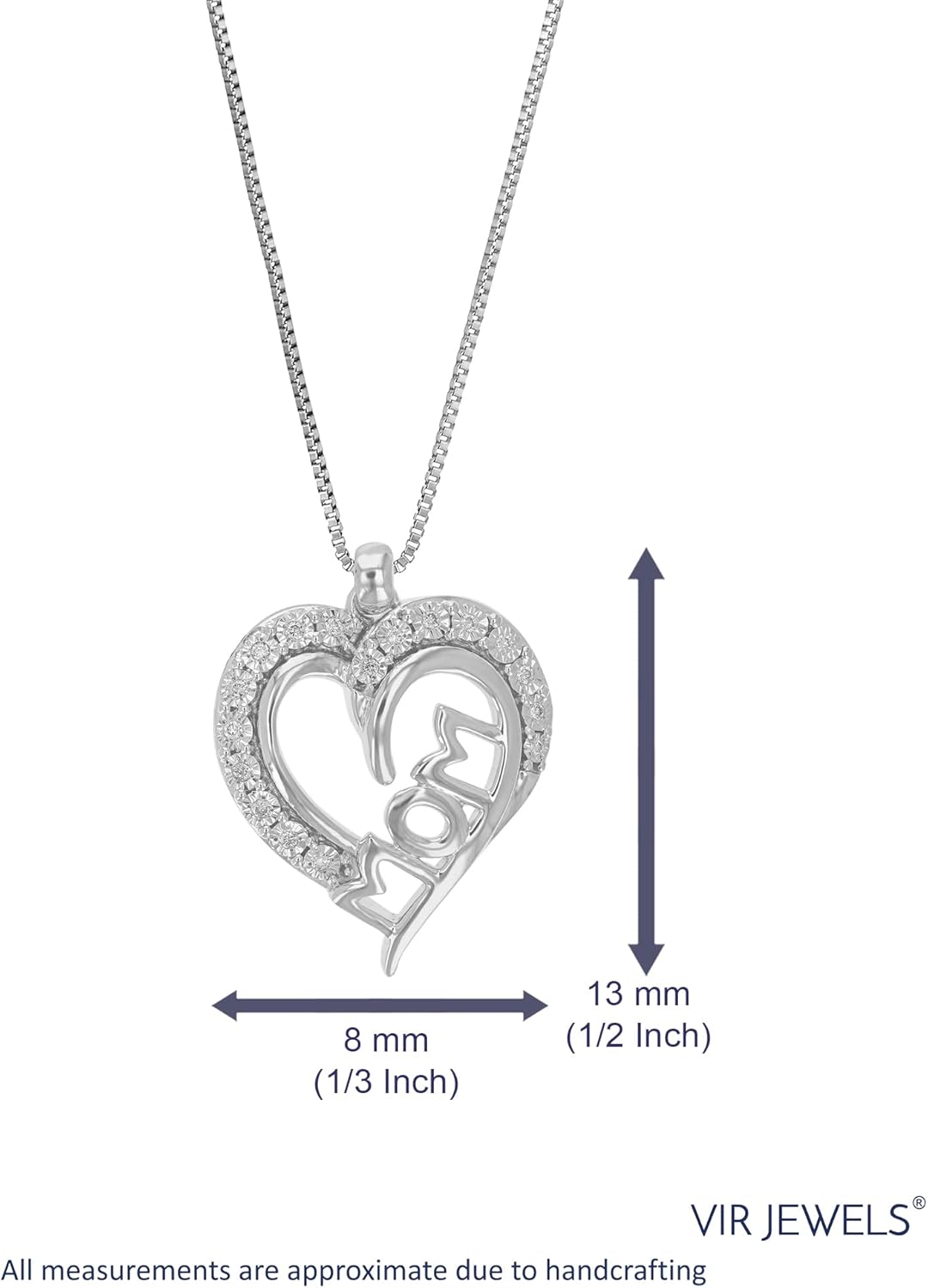 VIR JEWELS 1/10 cttw Lab Grown Diamond Composite Pendant Necklace in Sterling Silver with Chain - Image 3