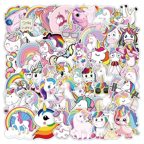 Adesivi Bambini - YEXATI 100 PCS Adesivi Unicorno, Adesivi Estetici per Telefono,Skateboard, Bottiglia, Laptop, Moto, Bicicletta, Valigia, Libri, Regali per Bambini Ragazze Ragazz