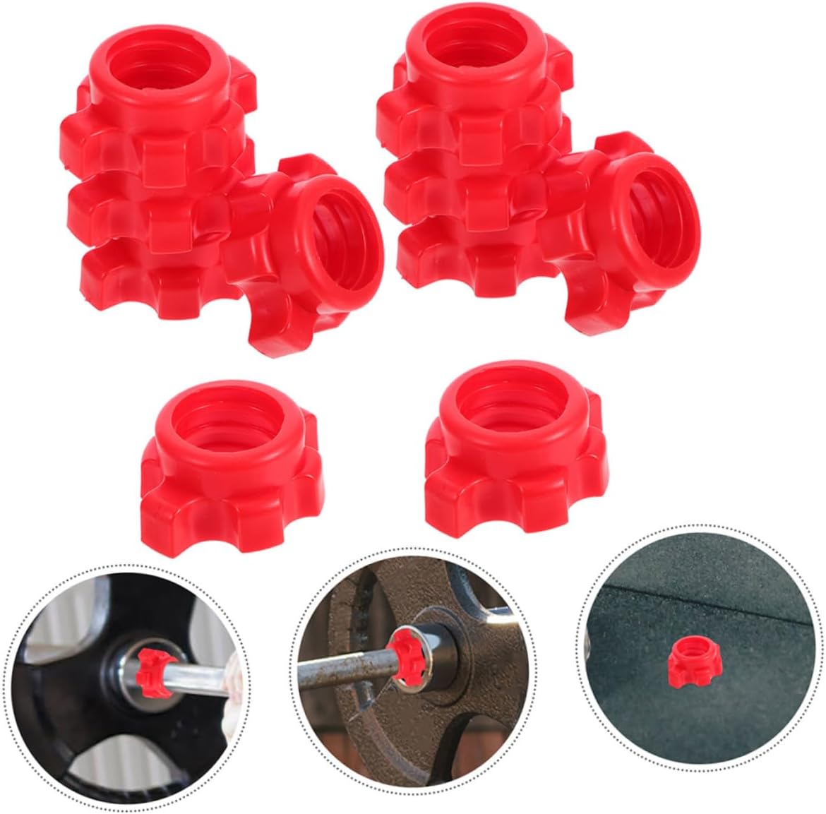 10Pcs Dumbbell Spinlock Collars Durable Barbell Weight Clamps for Fitness Equipment Locking System for Home Gym Workouts Red