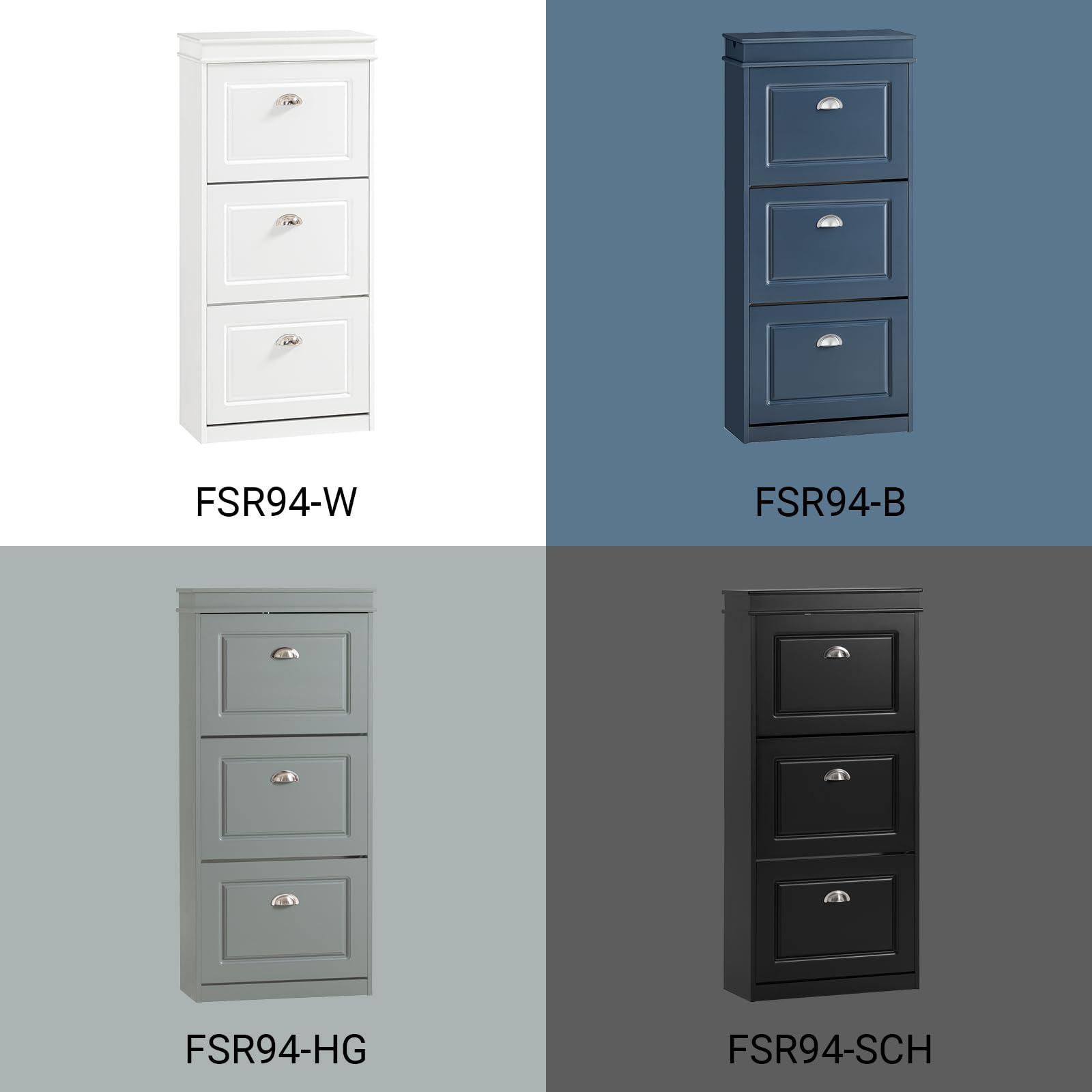 SoBuy Scarpiera Salvaspazio Slim Legno - Mobiletto da Ingresso 3 Ante a Ribalta, Armadio Portascarpe Scarpiera Moderna per Ingresso, Corridoio o Camera da Letto 53x24x117cm Bianca FSR94-W