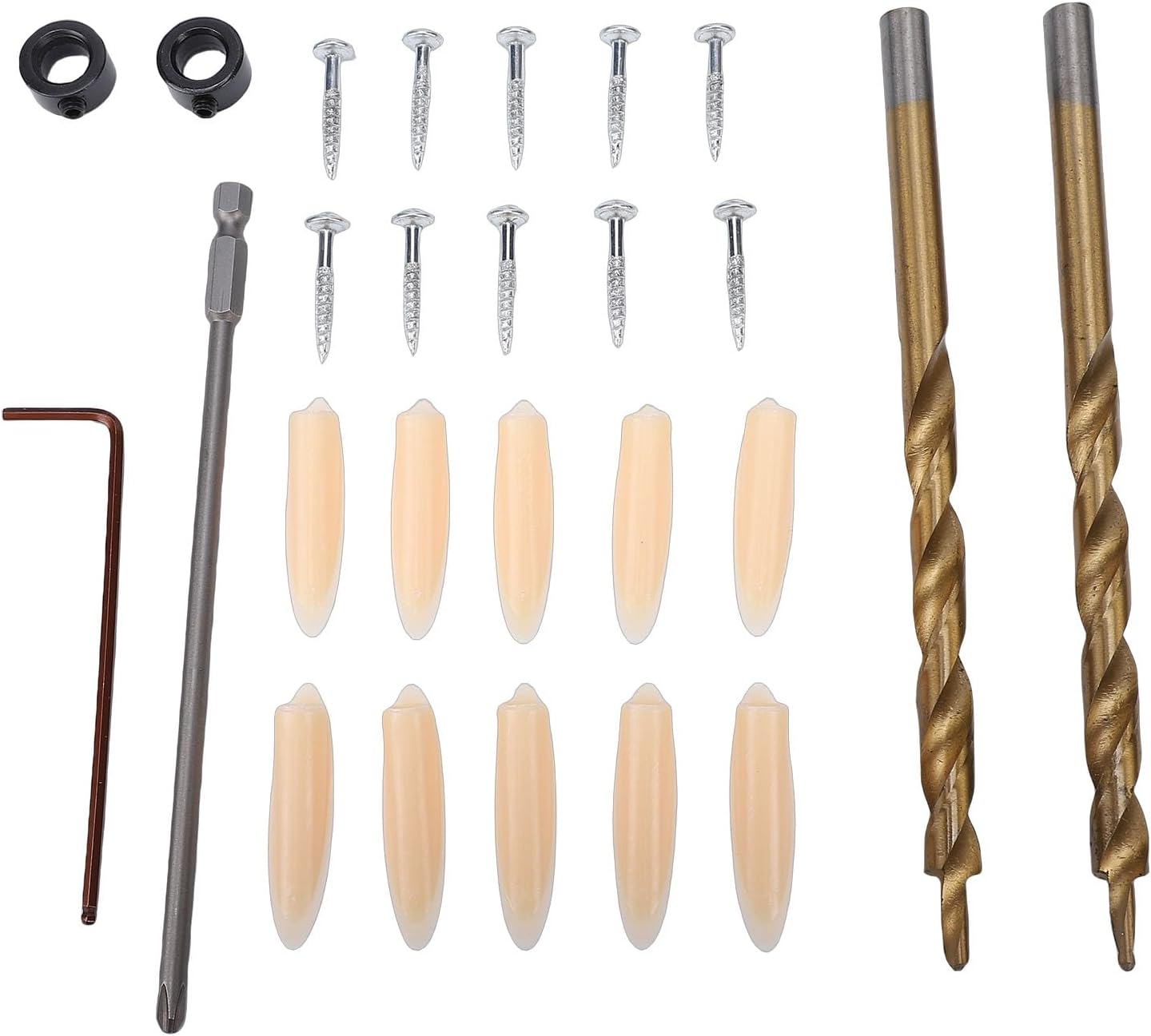 Eujgoov Pocket Hole Jig Kit, 15 Angled Drill Guide with Dual Scale Slider and 2 Ti Coated Step Drill Bits, for Cabinet Furniture Woodworking in Hardwood Softwood MDF 12mm to 45mm