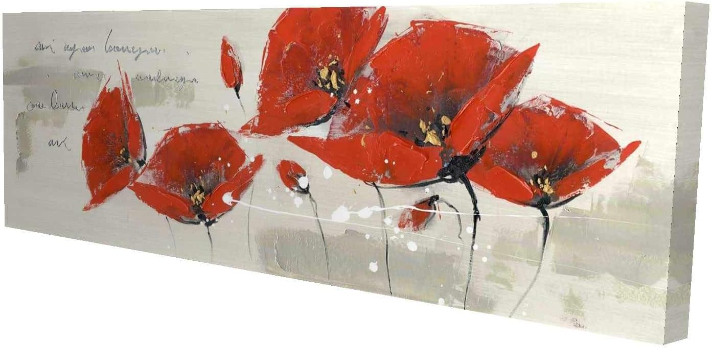BEGIN DECO MAISON - HOME DECOR Red Flowers Wrapped Canvas, 20x60