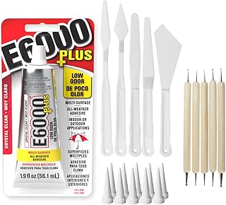 Plus Adhesive Bundle: 1.9 fl oz Tube with 10 Snip Tip Applicators, Set of 5 Plastic Spreader Tools and Set of 5 Nail Dotting Tools - Double-Headed with Various Sizes for Optimal Application