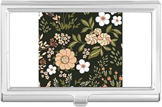 White Wild Flower Plant Paint Business Card Holder Case Pocket Box Wallet