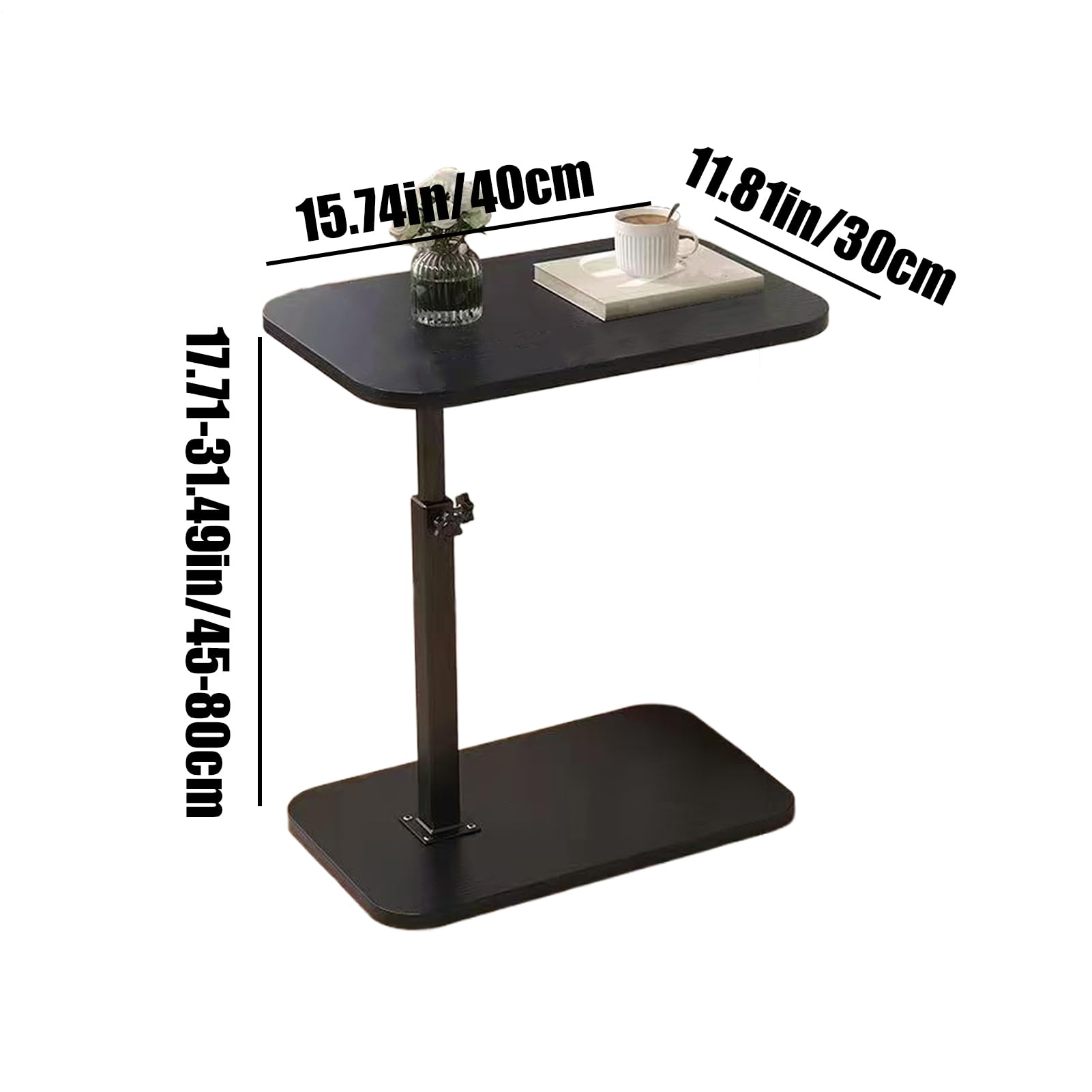 C Table, 360 Degree Rotating End Table, Wood, Metal Material, Space-Saving Small Couch Tables for Living Room, Bedroom, and Study with Versatile Functionality and Modern Design, 15.75x11.81 inches