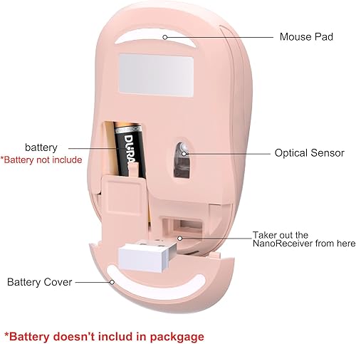 Miniatura 5 de OKIMO Ratón inalámbrico para computadora portátil, mouse con receptor USB, computadora de seguimiento óptico de 2.4 GHz, mouse inalámbrico