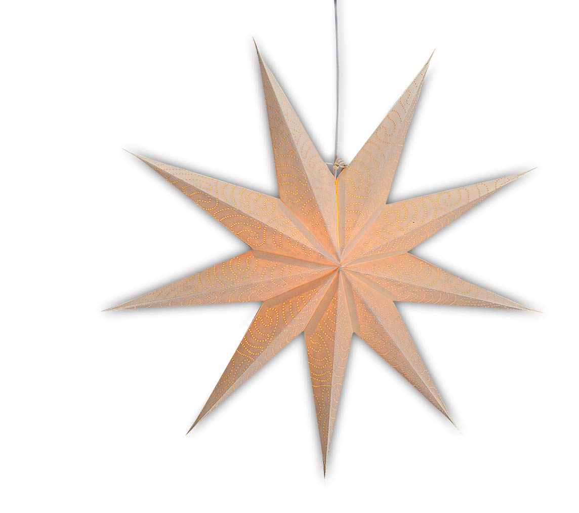 levandeo Leuchtstern mit 9 Zacken in creme wei 60cm Papiertstern  Weihnachtsstern inklusiv Kabel mit Schalter 3,5 Meter : Amazon.de:  Beleuchtung