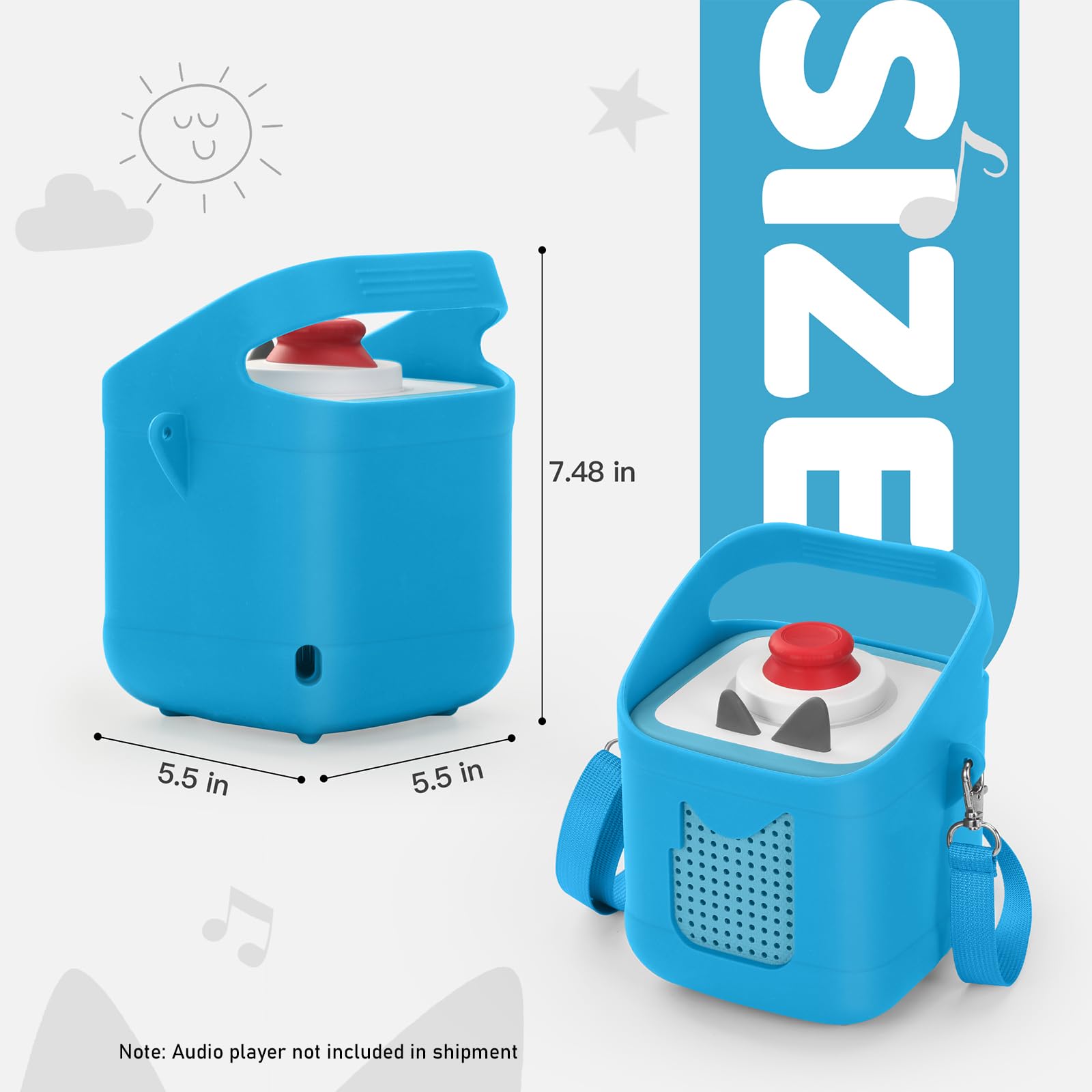 Coque en Silicone pour l'audio Player Toniebox 1 et 2, Étui Protecteur Souple avec Poignée Facile à Transporter, Protection Antidérapante Compatible