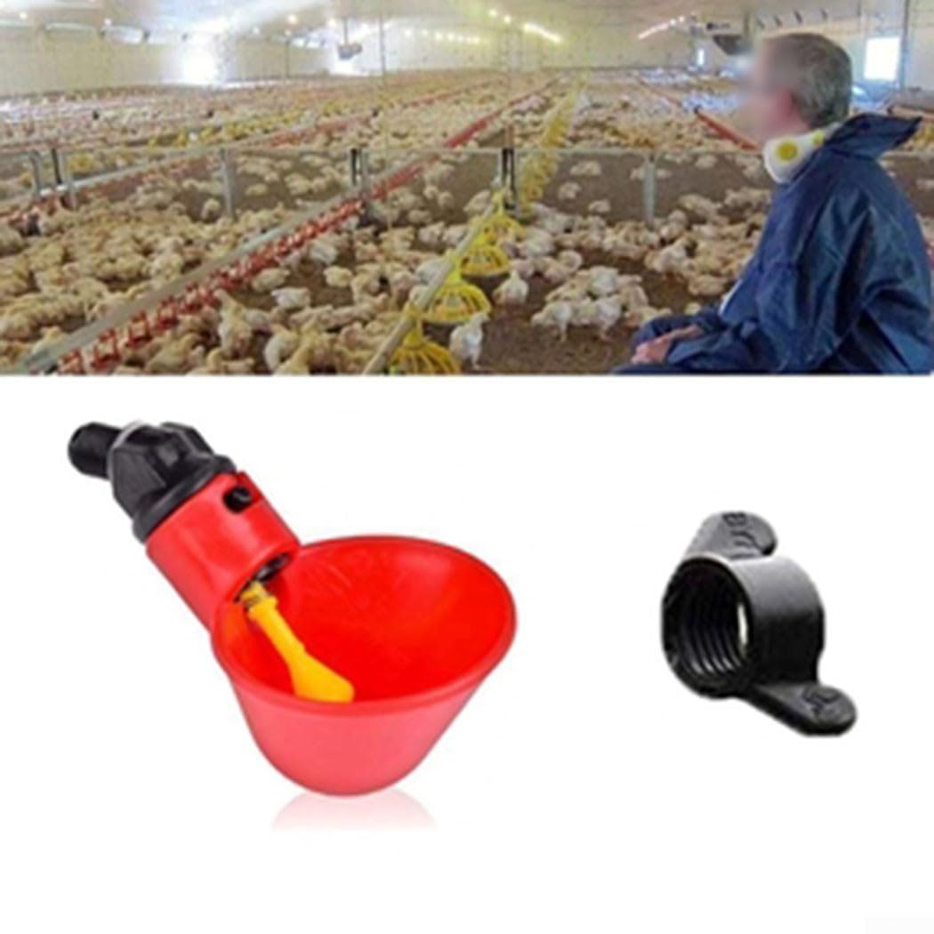 10 tazze automatiche per polli e uccelli, con erogazione di acqua attivata a stantuffo, adatte per secchio o contenitore