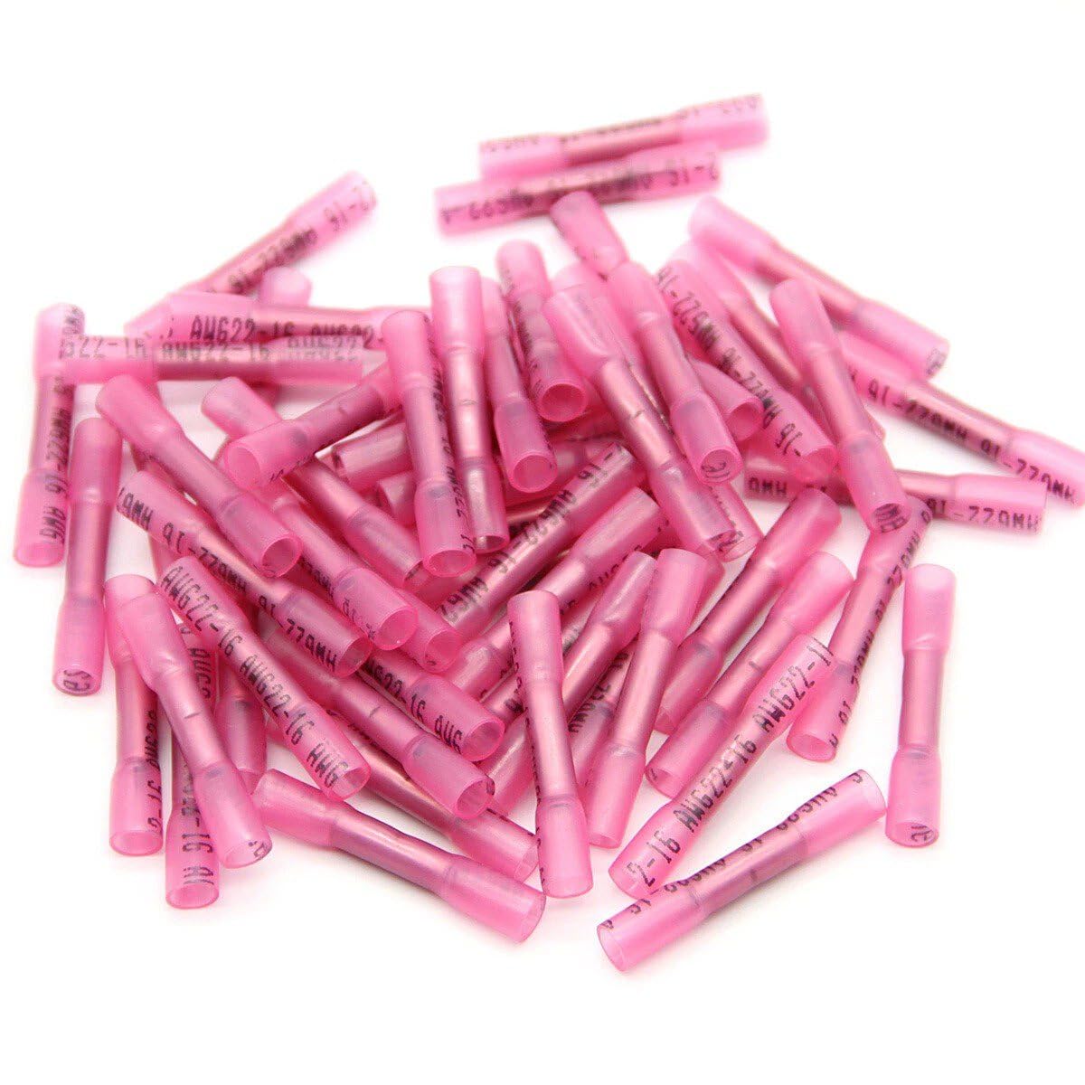 400 Pcs of 22-16 AWG Heat Shrink Wire Connectors Red Butt Seal Terminals