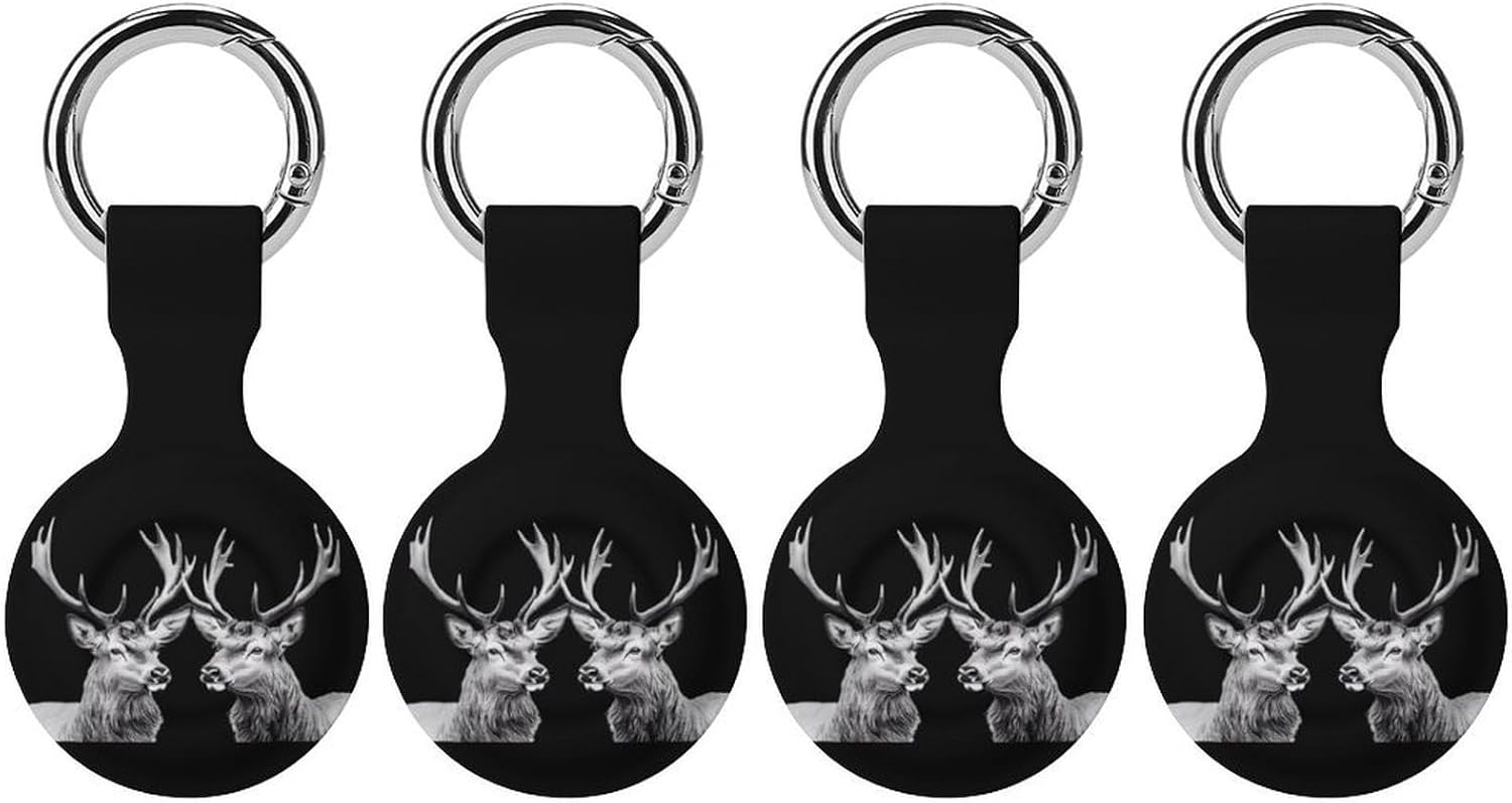 Two Deers Funny Cover Compatible with AirTag Case Protector GPS Tracker Holder with Keychain