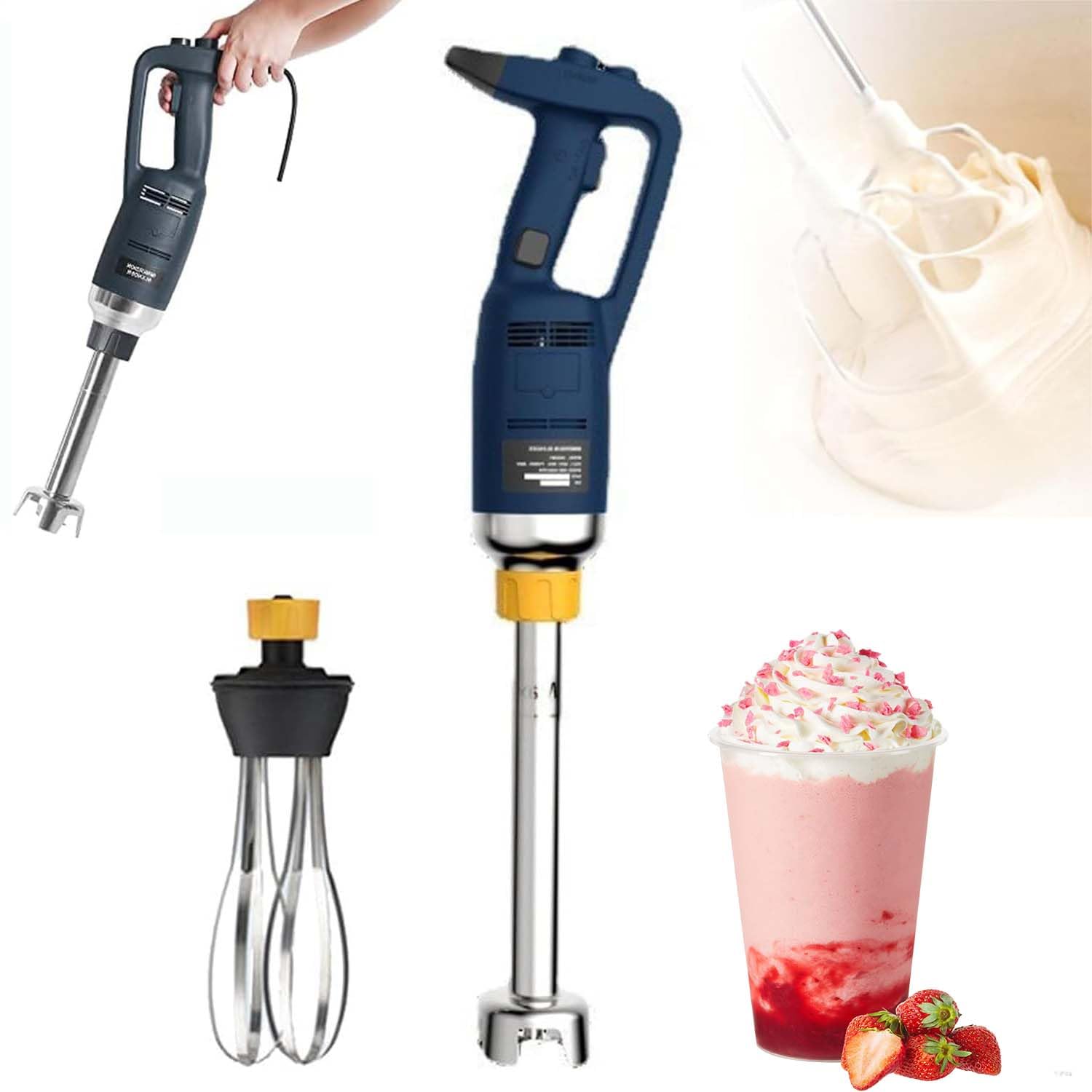 Komercyjny blender ręczny o mocy 500 W, elektryczny blender kielichowy o zmiennej prędkości o dużej wytrzymałości z przyciskiem blokującym, wałek zanurzeniowy 500 mm do koktajli, zup