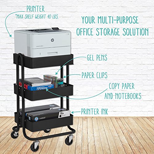 Ecr4Kids 3-Tier Metal Rolling Utility Cart, Heavy-Duty Mobile Storage Organizer With Casters, Office Organization, Kitchen Storage, Classroom Cart, Beauty Cart, Coffee Cart, Mobile Library Cart #TOP3