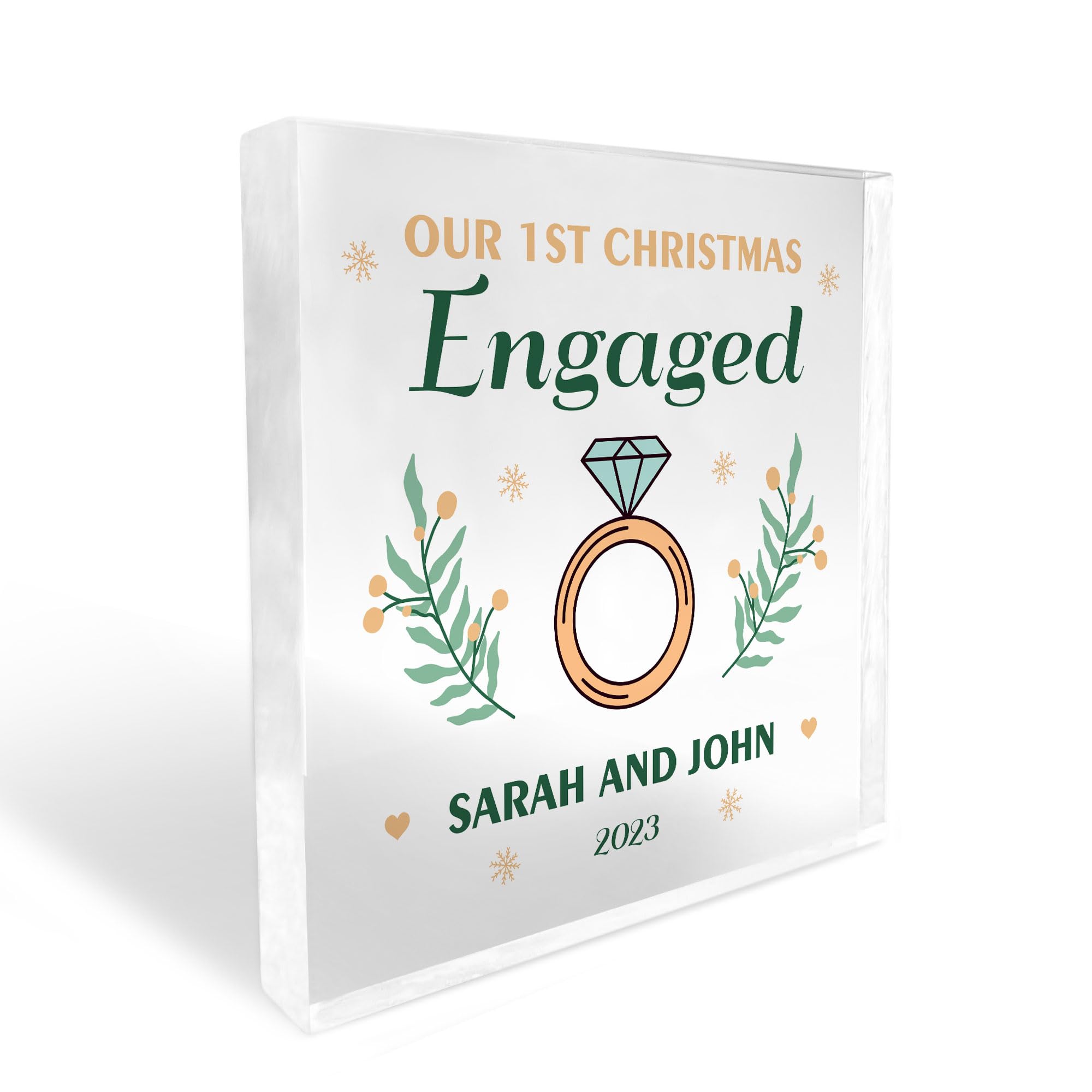 Red Ocean First Christmas ENGAGED Gift Personalised Gift For Couple Christmas Decoration Engagement Gift