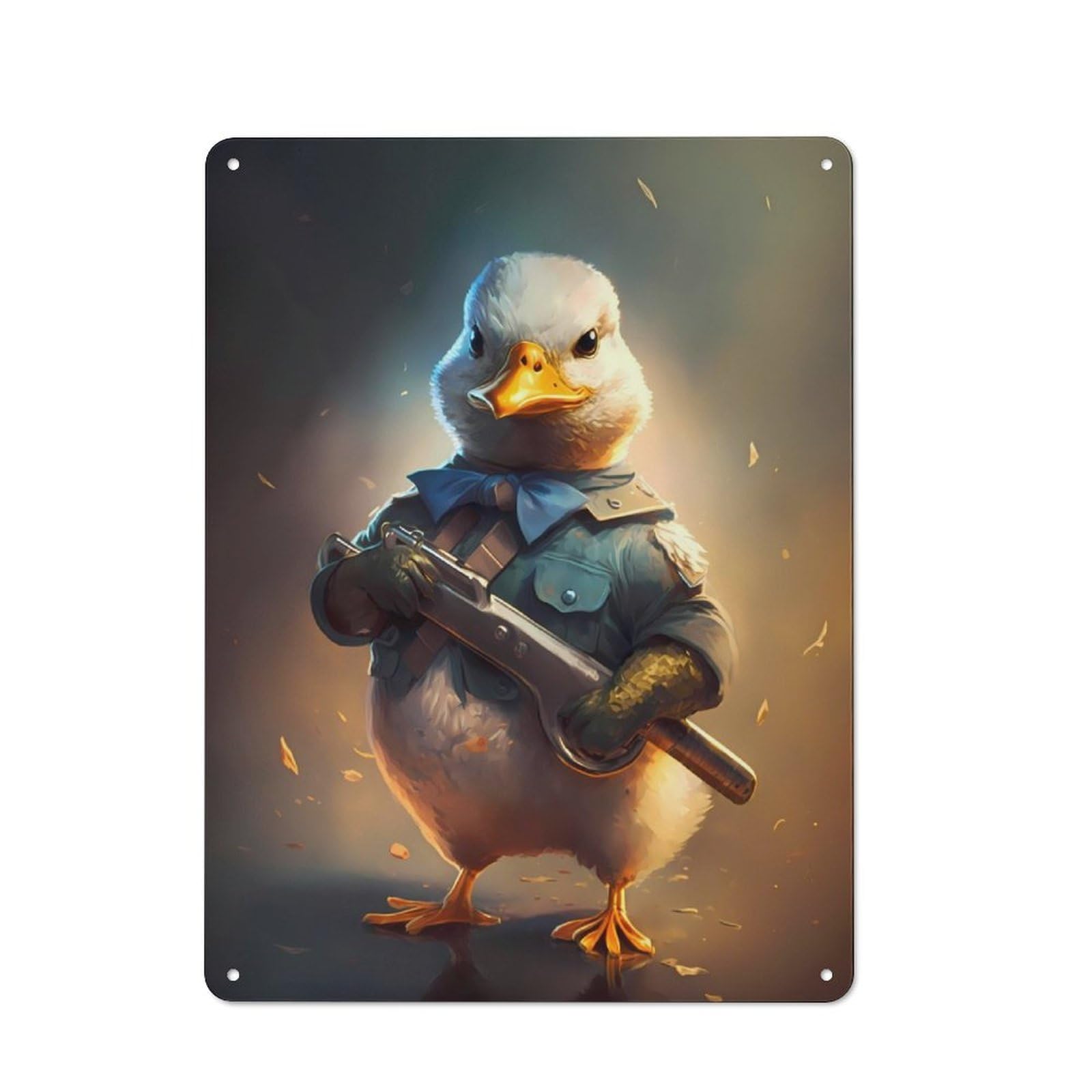 Junmoney Soldier Baby Duck Metal Wall Sign 40X30cm Featuring For Garage Or Workshop, Suited To Diy Enthusiasts