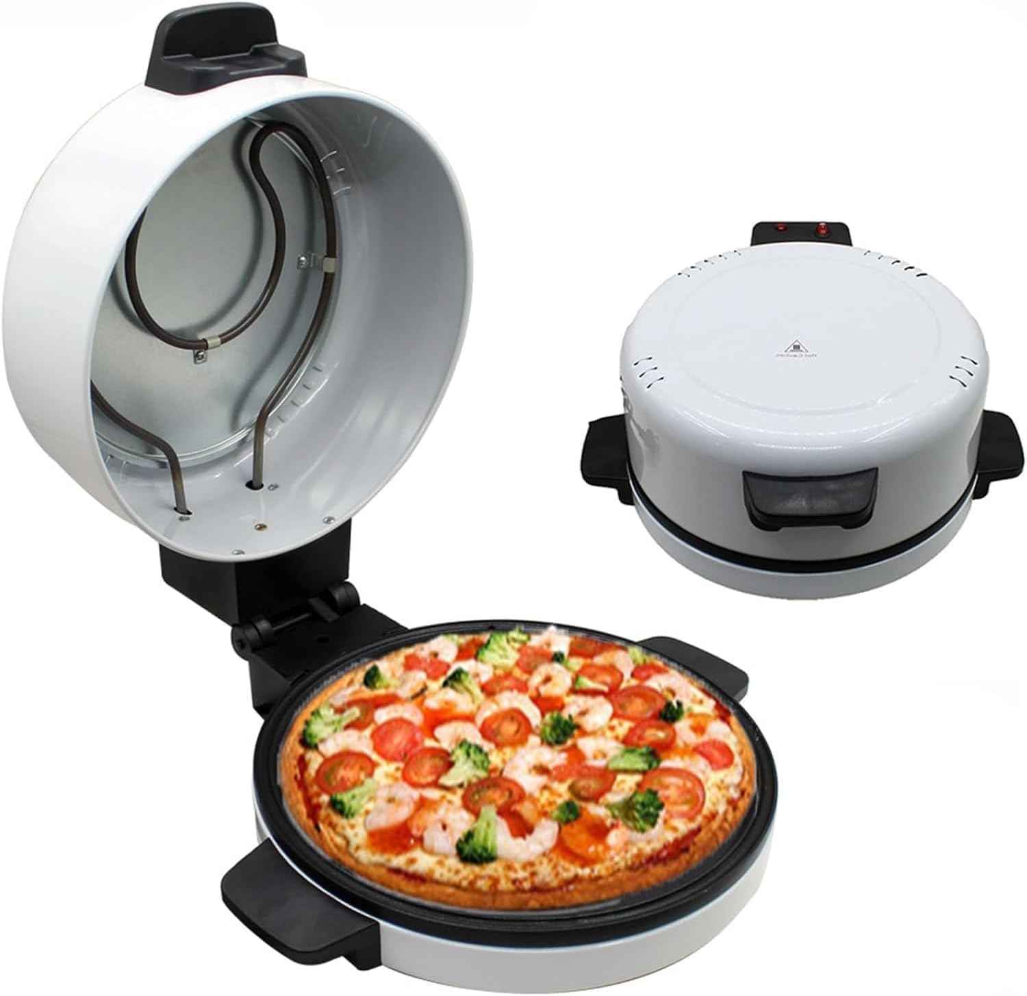 Electric Pizza Maker,1800W Portable Pizza Oven,12'' Bakeware Indoor Pizza Oven with Non Stick Surface,220°C Rapid Heating,Dual Heating Elements,for Home Kitchen, Outdoor Camping