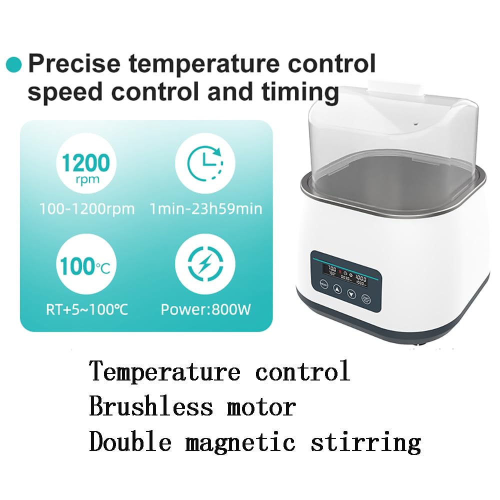 Agitazione Magnetica con Bagno d'Acqua di Laboratorio, capacità 3L, Riscaldamento termostatico, Funzione di ebollizione Anti-asciutta per Una Maggiore secchezza e concentrazione