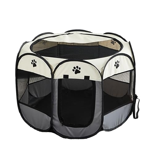 TONGFENG Corrales de Juego para Perros,Jaula para Perros Plegable con Cremallera extraíble de Tela Oxford